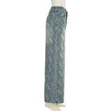 EVE Snake Print Straight Jeans GQLF-1627