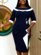 EVE Plus Size Ruffles Half Sleeve Midi Dress GKEN-AM050142