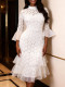 EVE Lace See Through Tulle Midi Dress GKEN-ADR051167