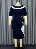 EVE Plus Size Ruffles Half Sleeve Midi Dress GKEN-AM050142