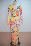 EVE Long Sleeve Print Maxi Dress GANY-LB2469