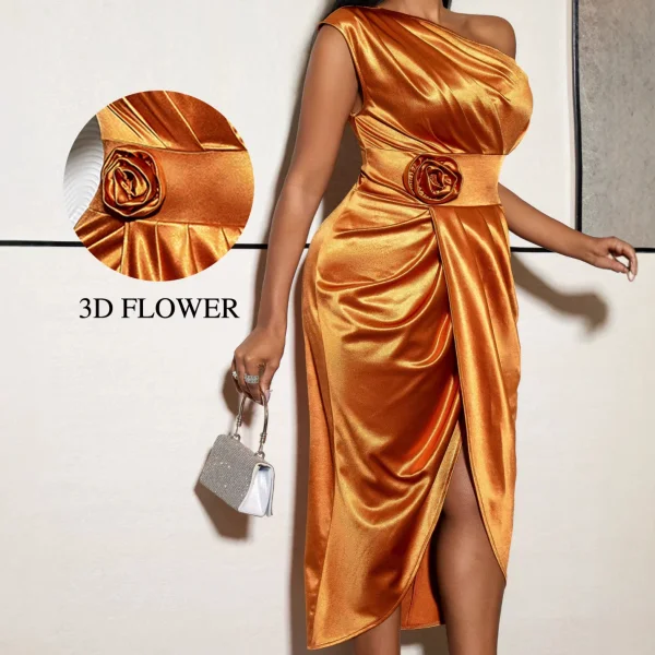 EVE Sexy Satin Single Shoulder Split Long Dress GKEN-ADR051227