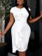 EVE Plus Size V Neck Irregular Ruffles Midi Dress GKEN-ADR051067