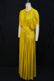 EVE Solid Color Pleated Maxi Dress GANY-1515