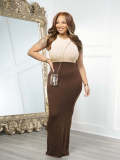 EVE Color Block Sleeveless Knits Long Dress TR-1357