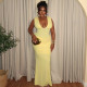 EVE Sexy V Neck Sleeveless Pleated Maxi Dress GANY-HB35