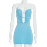 EVE Hollow Out Backless Tube Top Mini Dress GSBW-Q26DS020