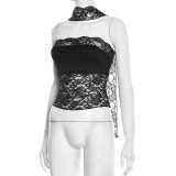 EVE Solid Color Lace Scarf Strapless Top GSBW-Q25TP439