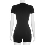 EVE Solid Color Short Sleeve Rib Mini Dress GDSF-J26RP027