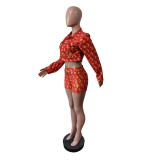 EVE Printed Embroidered Long-Sleeve Shorts Set MEM-88680