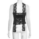 EVE Solid Color Lace Scarf Strapless Top GSBW-Q25TP439