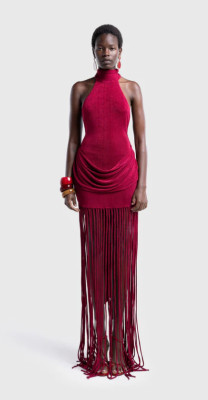 EVE Solid Color Sleeveless Tassel Evening Dress GJMF-97729