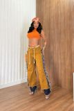 Tassel Contrast Color Jeans LA-6009