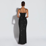 EVE Sexy Sleeveless Sequin Maxi Dress BY-7633