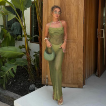 EVE Solid Color Halterneck Backless Maxi Dress DLSF-K25D90679