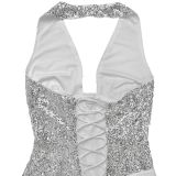 EVE Halterneck Sequin Backless Maxi Dress BY-7642