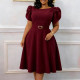 EVE Plus Size Short Sleeve Solid Midi Dress GCZF-8654