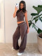 EVE Solid Color Sport Tank Top Drawstring Pants Suit MIL-L341