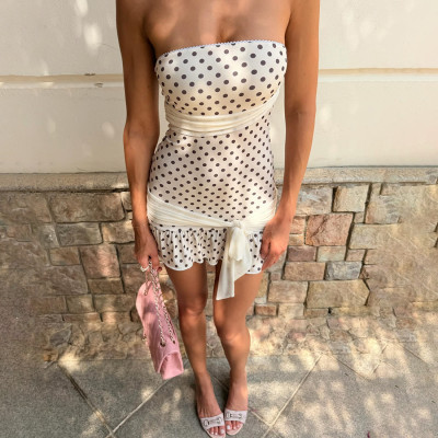 EVE Polka Dots Print Tube Top Dress GZJQ-K6D01362A