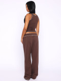 EVE Solid Color Sport Tank Top Drawstring Pants Suit MIL-L341
