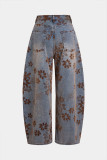 EVE Retro Flocked Color-Block Jacquard Jeans GYLN-9430