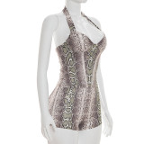 EVE Snake Print Sleeveless Bodysuit 2 Piece Short Set GSZM-C26ST073