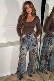 EVE Retro Flocked Color-Block Jacquard Jeans GYLN-9430