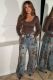 EVE Retro Flocked Color-Block Jacquard Jeans GYLN-9430