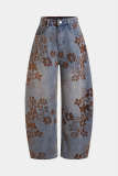 EVE Retro Flocked Color-Block Jacquard Jeans GYLN-9430