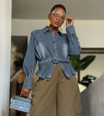 EVE Fashion Long Sleeve Ruffles Denim Coats GYLN-3363
