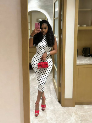 EVE Polka Dots Print Backless Jumpsuit CM-60313
