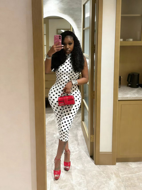 EVE Polka Dots Print Backless Jumpsuit CM-60313