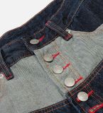 EVE Plus Size Button-front Color Block Patchwork Jeans GYLN-4697