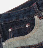 EVE Plus Size Button-front Color Block Patchwork Jeans GYLN-4697