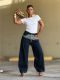 EVE Plus Size Button-front Color Block Patchwork Jeans GYLN-4697