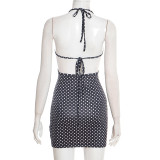 EVE Polka Dots Print Backless Mini Dress MXBF-J26DS002