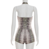 EVE Snake Print Sleeveless Bodysuit 2 Piece Short Set GSZM-C26ST073