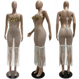 EVE Knits Sequin Single Shoulder Tassel Long Dress CM-60310
