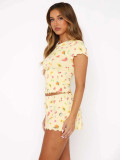 EVE Fashion Print Short Sleeve Two Piece Shorts Set MIL-L366