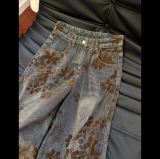 EVE Retro Flocked Color-Block Jacquard Jeans GYLN-9430