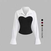 EVE Color Block Lapel Logn Sleeve Shirt GSRX-SRX735