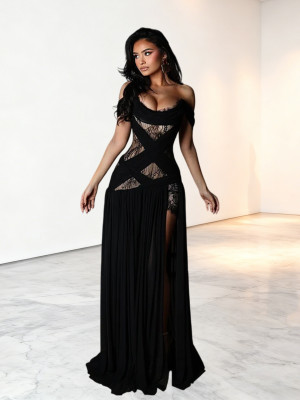 EVE Lace Patchwork Split Maxi Dress GWSD-C1995156