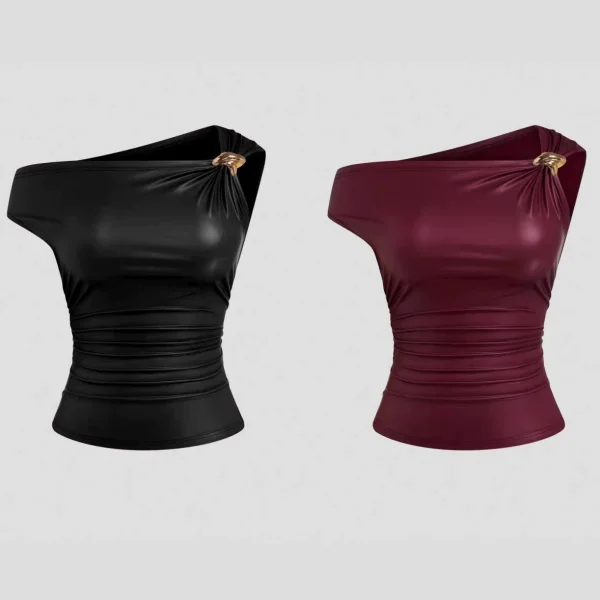 EVE Solid Color Slash Shoulder Sleeveless Tops GSRX-SRX740