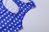 Polka Dots Print Hollow Out Top Shorts 2 Piece Set GZJQ-K6S00605A