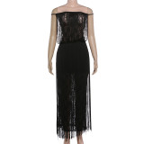 EVE Lace Patchwork Off Shoulder Maxi Dress GZJQ-K25D91003