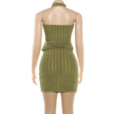 EVE Solid Color Sleeveless Halterneck Mini Dress GZJQ-K25D91016