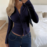 EVE Solid Color Long Sleeve Lapel Shirt GSRX-SRX738