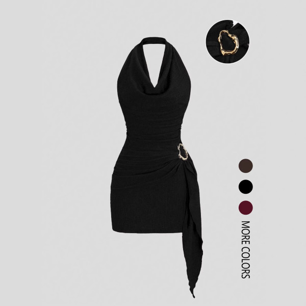 EVE Halterneck Backless V Neck Mini Dress GSRX-SRX720