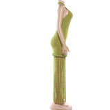 EVE Sleeveless Halterneck Backless Maxi Dress XEF-K25D90748