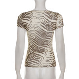 EVE Mesh Print Short Sleeve T Shirt GPKJ-MR47652